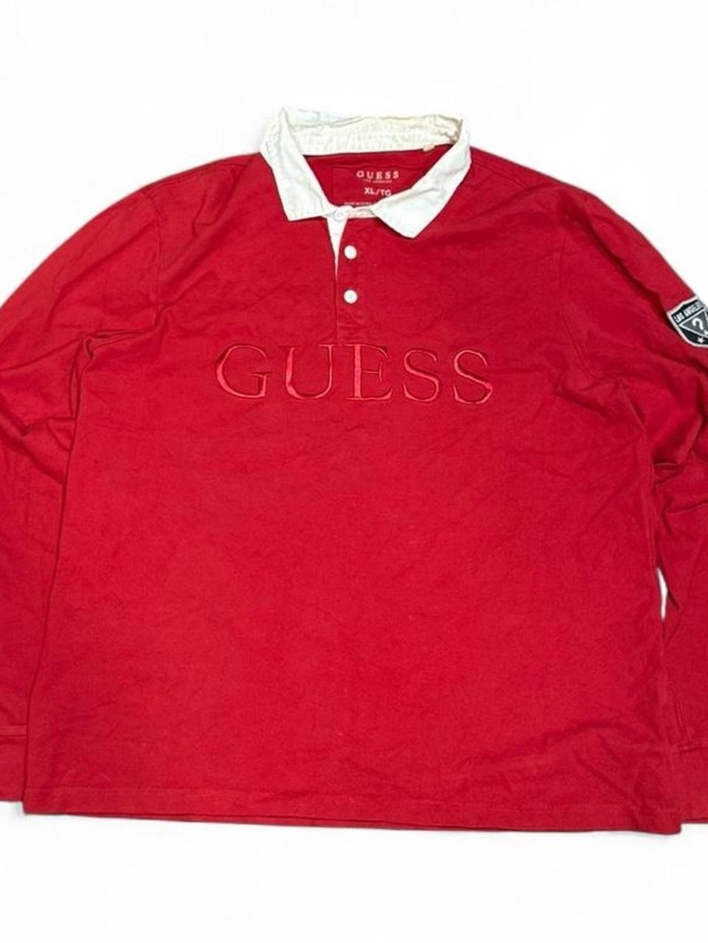 Y2K Guess Embroidered Logo Longsleeve Red Polo Shirt